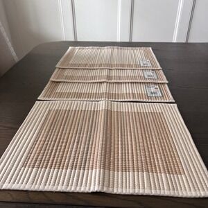 Springmaid Straw Cotton Placemats Set of 4 Natural Tan Rectangular‎ 18"x 13"